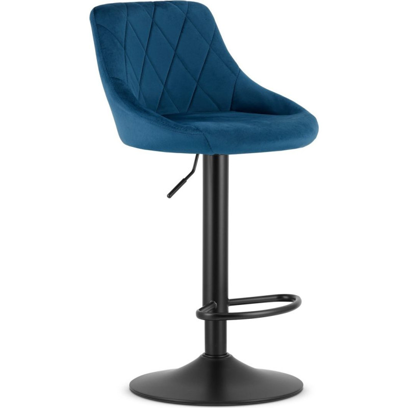 Leobert Swivel Bar Stool with Height Adjustment, Footrest, Navy Blue Velvet