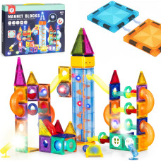 Multistore Magnetic Light-Up Construction Blocks Marble Run 134 Pieces