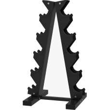 Statīvs hantelēm 10 gab., 5 līmeņi, stabils tērauda rāmis, līdz 100 kg, melns, 66 x 35 x 33 cm