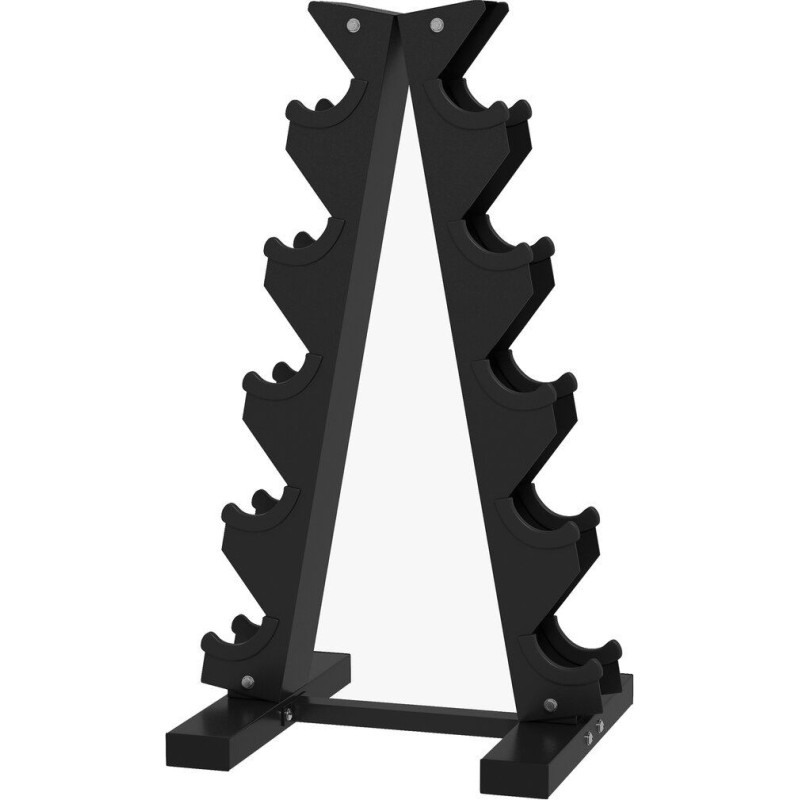Statīvs hantelēm 10 gab., 5 līmeņi, stabils tērauda rāmis, līdz 100 kg, melns, 66 x 35 x 33 cm