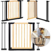 Ecotoys Safety gate barrier, 74-100 cm, for stairs and doors, metal and wood, additional panels, ECOTOYS