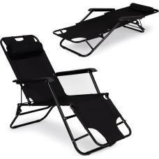 Multigarden Garden lounger with headrest, foldable construction, black, MultiGarden