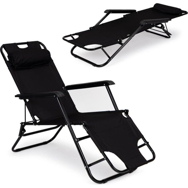 Multigarden Garden lounger with headrest, foldable construction, black, MultiGarden
