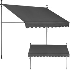 Multigarden Balcony Sunshade Awning 300x120 cm, Height Adjustable, Waterproof with Hand Crank Grey MultiGarden