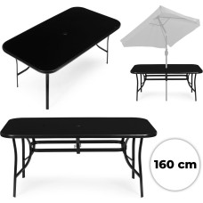 Multigarden St&oacute;ł ogrodowy 160x90 cm szkło hartowane otw&oacute;r na parasol czarny MultiGarden