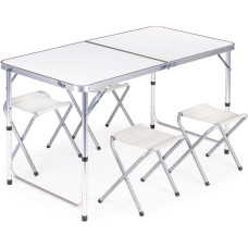 Camping Table Set – Folding Table with 4 Chairs White MultiGarden