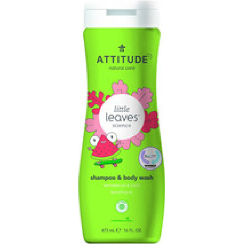 Attitude Dětsk&eacute; tělov&eacute; m&yacute;dlo a &scaron;ampon (2 v 1) Little Leaves s vůn&iacute; melounu a kokosu 473 ml