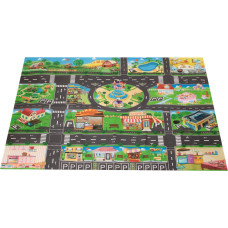 Pilsētas ielas + ceļa zīmes ūdensizturīgs krāsains paklājiņš 130x100cm