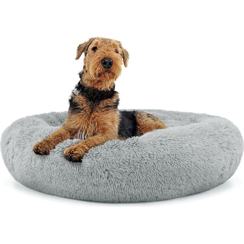 Universal plush bed for dogs and cats, 80 cm - light gray