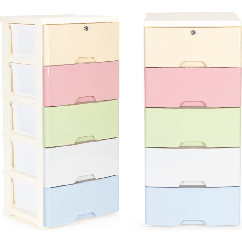 Modernhome Cabinet organizer with 5 pull-out drawers legs with castors