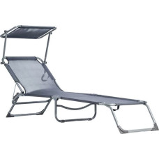Multigarden Adjustable Garden Sun Lounger Chair with Canopy Grey MultiGarden