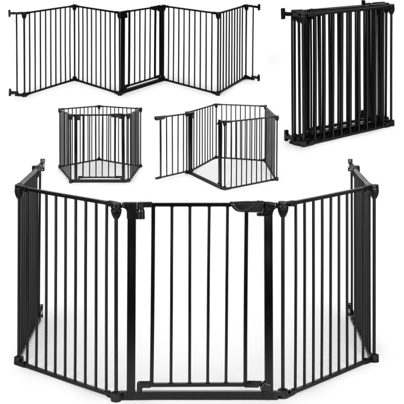Ecotoys Playpen safety gate barrier for children and pets, 5 panels, 60 cm, metal, black, ECOTOYS