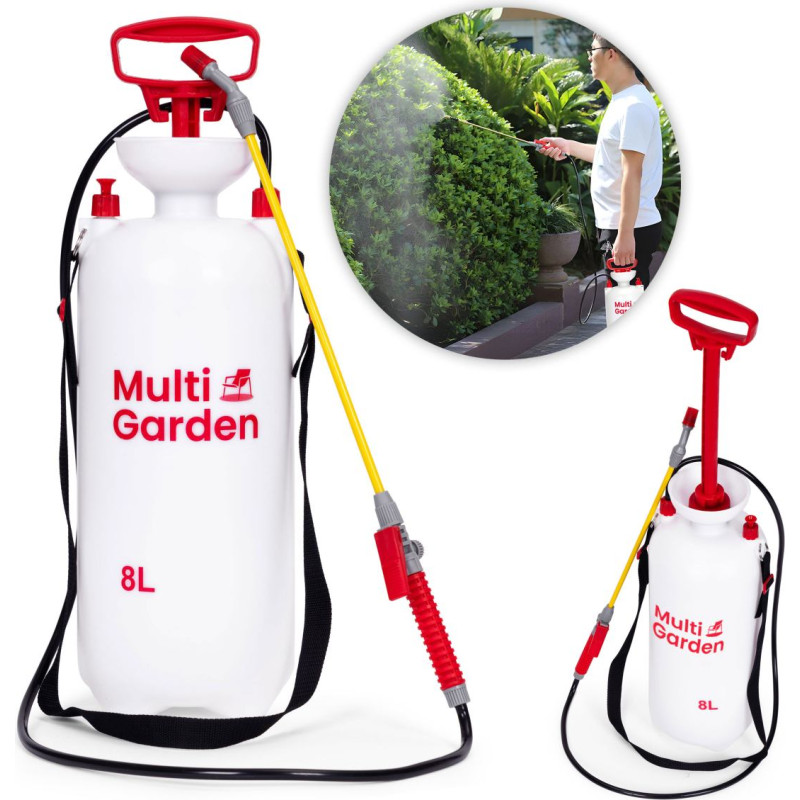 Multigarden Pressure sprayer 8L, garden, handheld, 2.2-2.5 bar, long lance, piston pump, MultiGarden