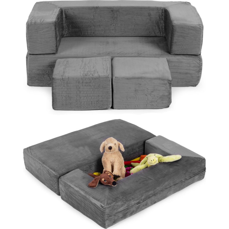 Ecotoys Modular Foldable Sofa for Children DIY 4 Soft Cushions - Grey ECOTOYS