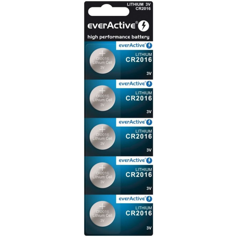 EverActive CR2016 litija pogu baterijas blisteris 5 gab.