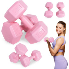 Modernhome Hex dumbbells set 2x4 kg, exercise weights, fitness load, pink, ModernHome