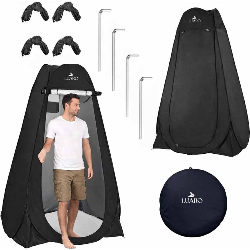 Telts duša ģērbtuve pārnēsājamais wc melns