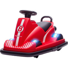 Bērnu autoskūteris, 360 grādu rotējošs, stūre, LED gaismas, mūzikas funkcija, 3-8 gadi, sarkans