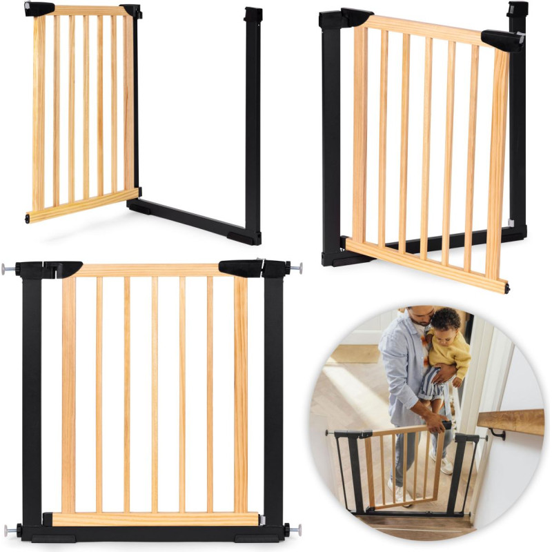 Ecotoys Safety gate barrier, 74-80 cm, for stairs and doors, metal and wood, ECOTOYS