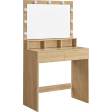 Leobert Large cosmetic dressing table with LED lighting, mirror, drawers, oak Sonoma