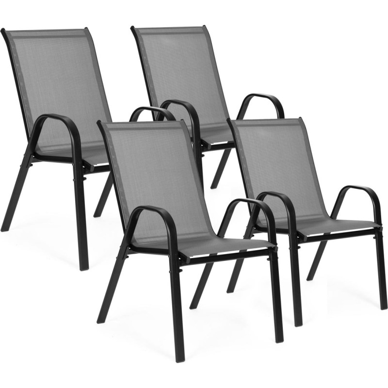 Multigarden Set of 4 Garden Chairs for Terrace or Balcony Grey MultiGarden