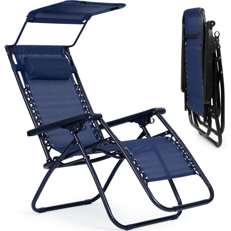 Multigarden Garden beach lounger, adjustable backrest, movable roof MultiGarden- blue