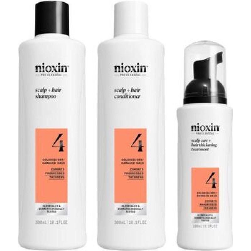 Nioxin System 4 Scalp & Hair Care Set - Sada pro jemn&eacute; barven&eacute; v&yacute;razně ř&iacute;dnouc&iacute; vlasy