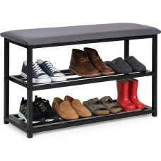 Modernhome Upholstered Shoe Cabinet Bench with Seat 80 cm, 2 Shelves, ModernHome