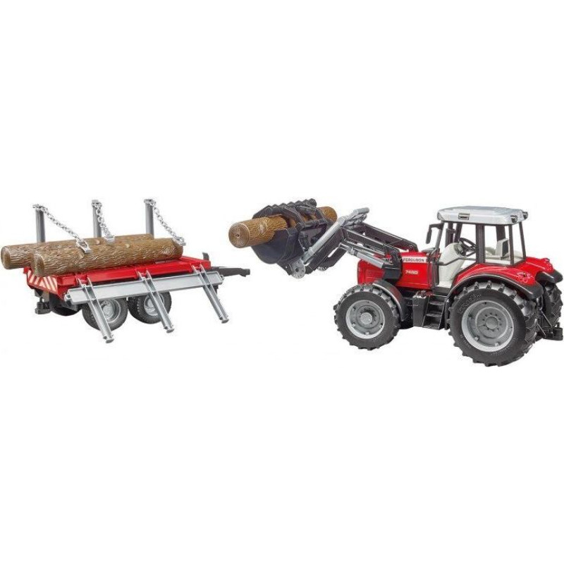 Apaļkoku iekrāvējs ar piekabi Bruder Massey Ferguson, 2046