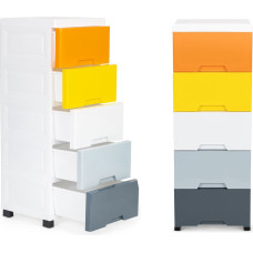 Modernhome Shelf Unit with 5 Pull-Out Drawers and Wheels ModernHome