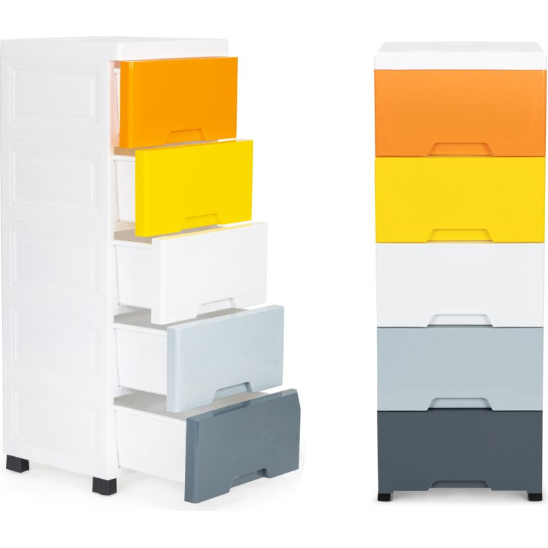 Modernhome Shelf Unit with 5 Pull-Out Drawers and Wheels ModernHome