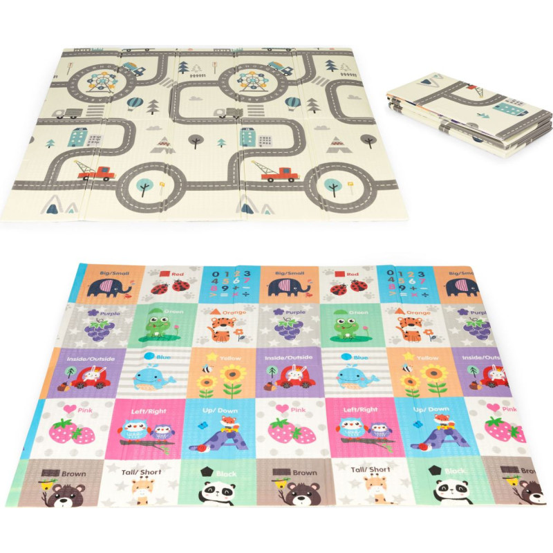 Ecotoys Educational Foam Play Mat Double-Sided 178x198 cm Foldable Large with Bag