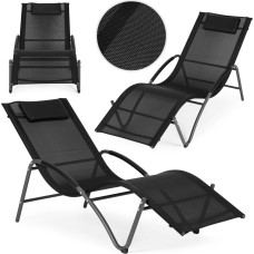 Multigarden Garden lounger, reclining chair with headrest, steel frame, black, MultiGarden