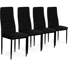 Mebelki24 Chairs with Contoured Backrest - BLACK VELVET - Set of 4