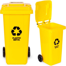 Multistore Trash Bin Container 120L Yellow Plastic with Rubber Wheels