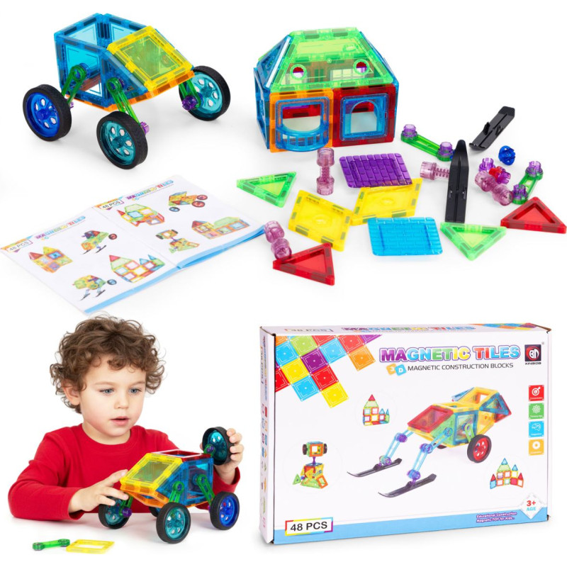 Multistore Magnetic Construction Blocks House & Car Set 48 Pieces
