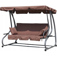 Multigarden Convertible garden swing, 3-seater, 2-in-1, cushions, brown, MultiGarden