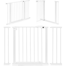 Ecotoys Safety gate barrier, 74-105 cm, for stairs and doors, steel, additional panels, white, ECOTOYS