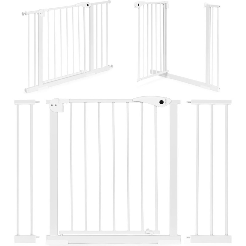 Ecotoys Safety gate barrier, 74-105 cm, for stairs and doors, steel, additional panels, white, ECOTOYS