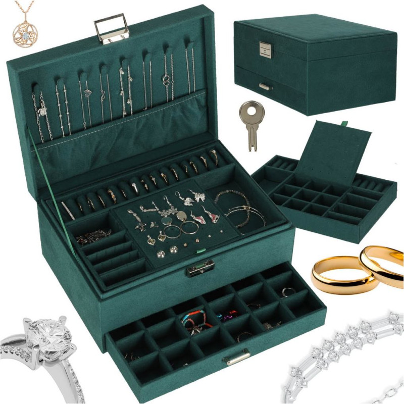 Juvelierizstrādājumu kastes organizators zaļš