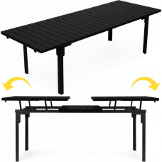 Multigarden Extendable Garden Table 180&ndash;240 cm for 12 People, Steel & HDPE, Black MultiGarden