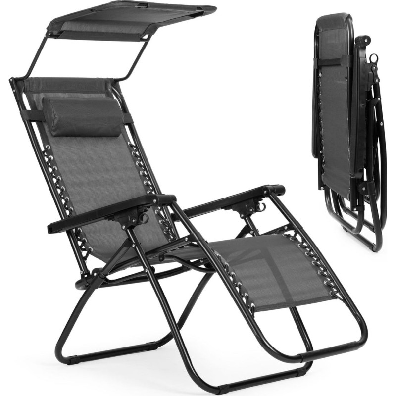 Multigarden Garden beach lounger, adjustable backrest, movable roof Multigarden - gray