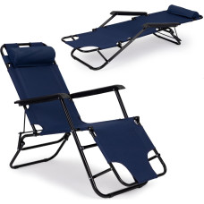 Multigarden Garden lounger with headrest, foldable construction, blue, MultiGarden