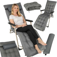 LUARO dārza atpūtas krēsls tūristu saliekamais krēsls ar spilvenu pelēks