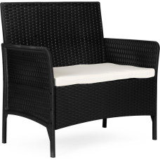 Multigarden Sofa ogrodowa dwuosobowa z poduszką ławka na balkon taras ogr&oacute;d czarna MultiGarden