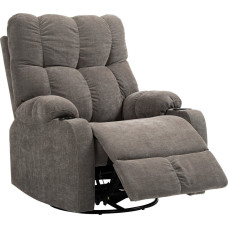 Atpūtas krēsls ar kāju balstu, moderns viesistabas krēsls, grozāms, līdz 150 kg, tērauda rāmis, 88x96x108cm, gaiši brūns