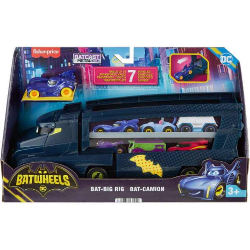 Rotaļu automašīna un kravas automašīna Fisher-Price DC Batwheels Bat-Big Bam Batmobile 1:55 Scale Diecast