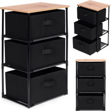 Modernhome Cabinet shelf organizer, fabric with removable baskets, 3 levels, loft style, black, ModernHome