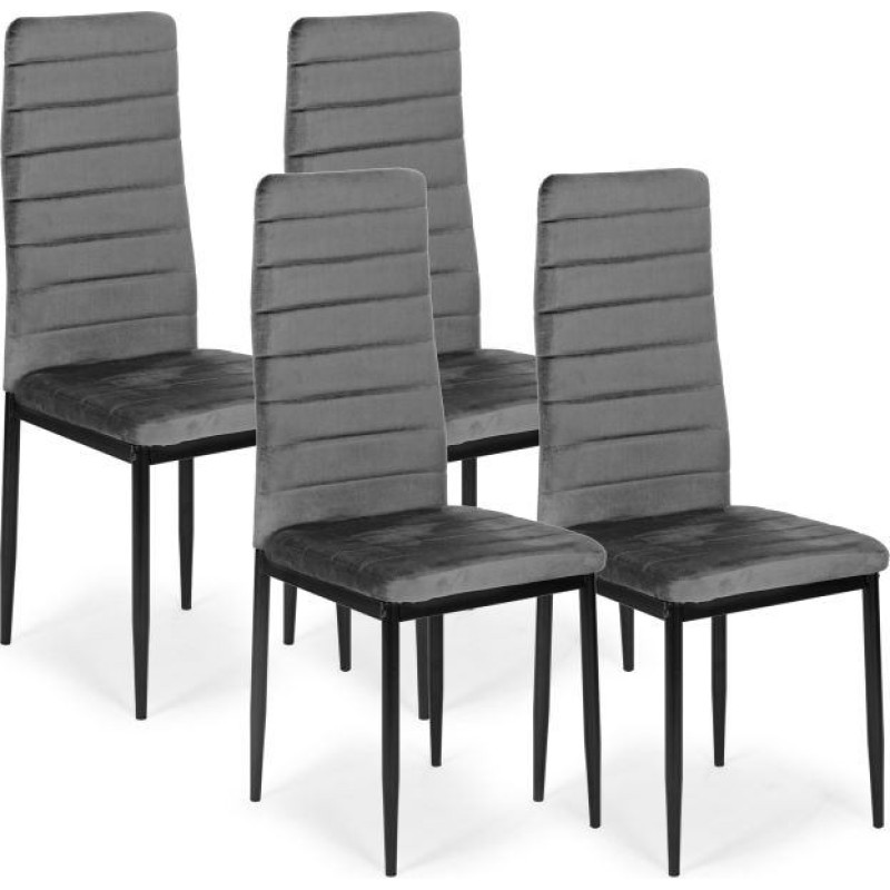 Mebelki24 Chairs with Contoured Backrest - GREY VELVET - Set of 4