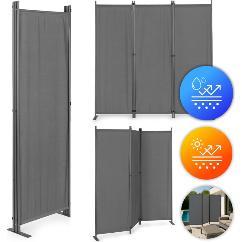 Multigarden Folding 3-Panel Garden and Room Divider 167x164 cm Grey MultiGarden